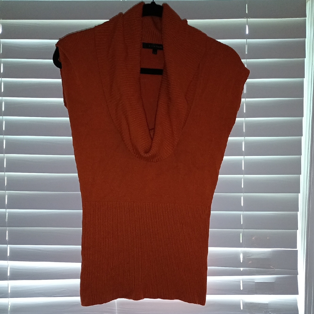 Lucy Paris Orange Cowl Neck Sweater